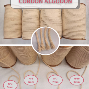 Cordon Algodon Relleno Ondina Crudo