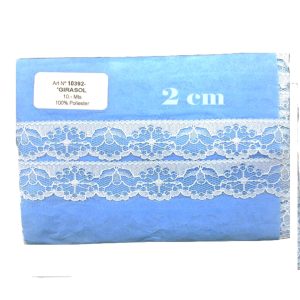 Puntilla Nylon Girasol 2 cm ancho Blanca x 20 mt