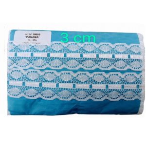 Puntilla Nylon Panama 3 cm ancho 10695 Blanca x 10 mt